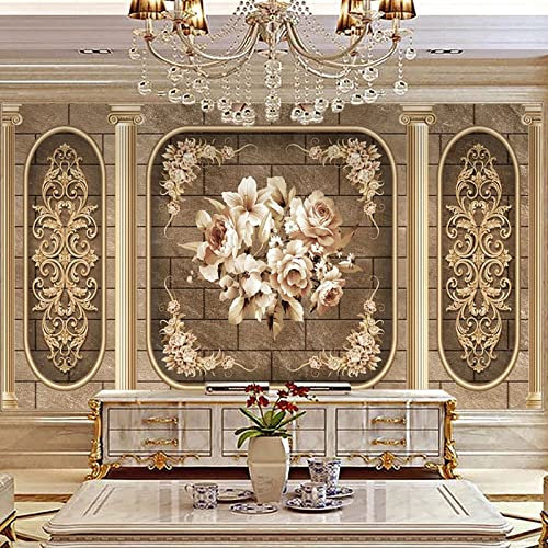 Style Européen 3D Retro Fleurs Papier peint Salon TV Canapé Chambre Fond Mur Décor Papel De Parede Fresque Peinture Murale-208cm(W) x146cm(H)