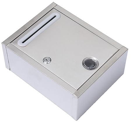 DOITOOL Namensschild Briefkasten, Briefkasten Edelstahl Vorschlagskasten Installationskasten Beschwerdekasten Wand, Wandmontage Mit Schloss Sichtfenster Wand
