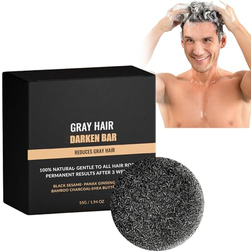 Gray Hair Reverse Bar, Grau Glanz Haar Revitalisierungsbar, Natürliche Festes Shampoo für Graues Haar, Grau Glanz Seife, Natural Hair Darkening Shampoo Bar, GrauGlanz Schwarze Seife