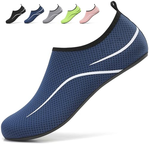 SMITWORLD Badeschuhe Herren Strandschuhe Wasserschuhe für Herren Damen Outdoor, Leicht Schnell Trocknend Schwimmschuhe für Schwimmen Tauchen (Dunkelblau, 42 EU)