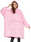 GAYYNE Hoodie Decke mit Ärmeln Deckenpullover, Tragbare Decken Hoodie Damen, Ultra Weiche Sherpa Fleece Hoodie Sweatshirt mit Big Pocket als Geschenke für Frauen Damen Rosa