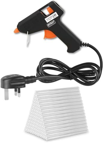 My DIY Hot Glue Gun with 100x 7MM Glue Gun Sticks & Built-in Safety Stand Fast Heating DIY Glue Gun Anti Drip Nozzle Mini Melt Gun for Crafting, Art, Sealing, Home Repairs 10W Energy Efficient