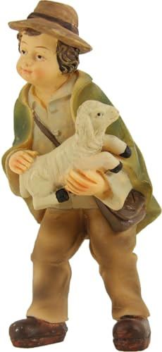 FADEDA Hirtenjunge mit Lamm/Höhe:8 cm/handbemalt/detailgetreue Krippen Figuren - Weihnachten Tisch Dekoration Krippe Zubehör
