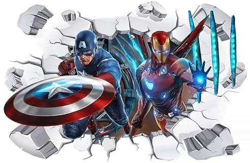 Marvel Poster High-definition Schlafsaal Wohnzimmer Tapete Iron Man Wandaufkleber Spider Man Green Giant Selbstklebende Dekorative Aufkleber 40,60cm