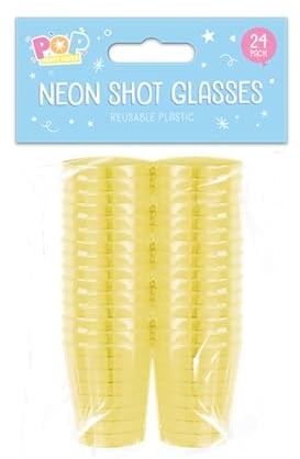 Gem Imports Yellow Neon Reusable Plastic Shot Glasses - Pack of 24, PAR6154GIMPYLW