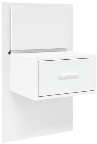 vidaXL Wand Nachttisch, Nachtschrank mit LED-Leuchten, Nachtkommode Nachtkonsole Hängend für Schlafzimmer, Wandregal Wandboard, Weiß
