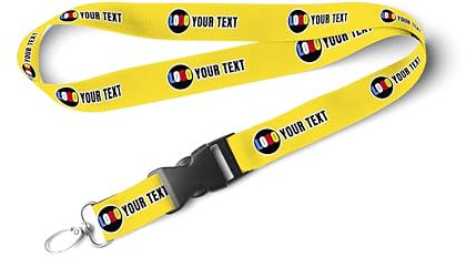 TEMEITE Cordino personalizzabile con clip di sicurezza e gancio girevole in metallo, ideale per badge identificativi, chiavi e uso in ufficio, disponibile in diversi colori, Giallo, Taglia unica