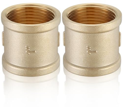 Forhandy 2 manicotti in ottone da 1 pollice doppio manicotto raccordo raccordo 1 IG/IG filettatura interna in ottone adattatore per tubo di collegamento