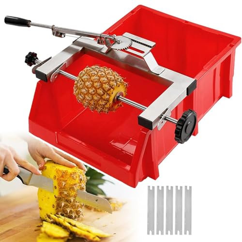 LHQYA Machine À Éplucher Les Ananas, Coupe-Ananas avec Accessoires, Levier Gauche Et Droit Réglable/Pas De Gaspillage De Pulpe, Ce Qui La Rend Parfaite pour Les Cadres en Plastique De 30 À 36 Cm