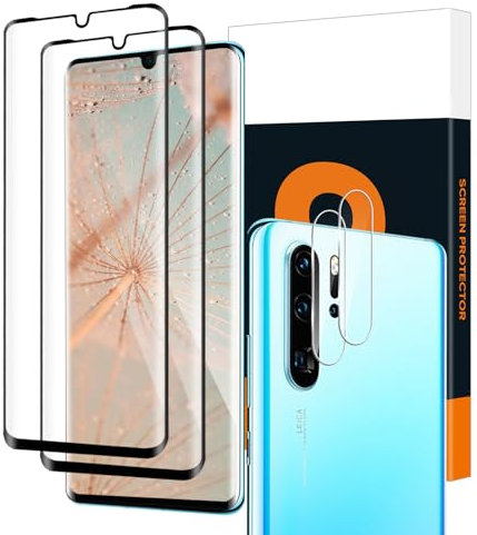Carantee 2+2 pièces Verre Trempé pour Huawei P30 Pro, avec Caméra Arrière Protecteur, 3D Haute Sensibilité vitre protection pour Huawei P30 Pro Film Trempé, Résistant Haut Définition protection écran