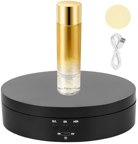 Behogan Drehteller Elektrisch: 13.8cm Elektrisch drehbarer Display-Ständer für Fotografie, Displayständer Elektrischer 360° Drehteller, Automatische Drehplattform, 3 Geschwindigkeiten, USB-Aufladung