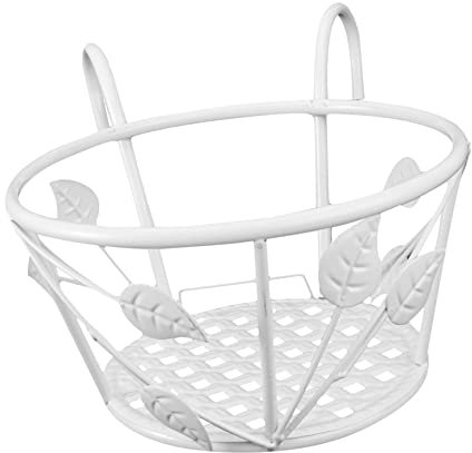 HEMOTON 1 Pezzo Rastrello Per Vaso Di Fiori Sospeso Supporto Per Piante Da Esterno Contenitore Separare Fioriera Sospesa Per Ringhiera All'aperto Pianta Cestino Bianca Ferro Da Stiro