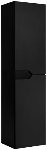 RODAN Badezimmerschrank Hoch 136 cm 35×27 cm | Badschrank Schmal Schwarz, Hochschrank für Bad Aufbewahrung, Schmaler Schrank, Modernes Badezimmer Regal mit Türen