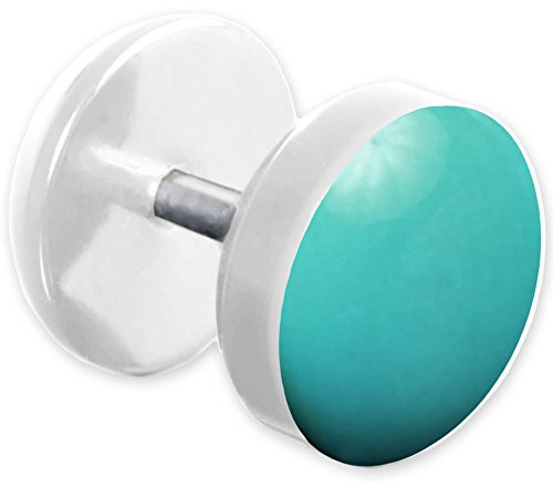 viva-adorno 1 Stück Fake Plug Ohrstecker Edelstahl Acryl weiß mit farbig emaillierter Front Z465