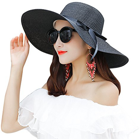 LAEMILIA Capeline Femme Casual Chic Eté Pliable Lacet Anti-Soleil Chapeau de Paille Melon Plage
