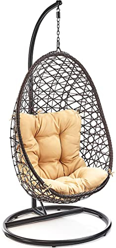 Kobolo Hängekorb Hängesessel Crisscross mit Gestell und Schwingkorb aus Polyrattan