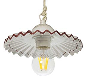 VANNI LAMPADARI - Lampadario a Sospensione Plissè- Lampadario Soggiorno in Ceramica- Lampadario Camera da Letto Decorato a Mano- Lampadario Rustico Taverna, Cucina- 20 cm, Marrone