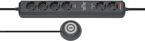 Brennenstuhl Eco-Line Comfort Switch Plus, Steckdosenleiste 6-Fach (2 permanente, 4 schaltbare Steckdosen, beleuchteter Fußschalter) Farbe: anthrazit (Anthrazit, 4 Stück)