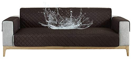 Carvapet Sofabezug wasserdichte Sofaüberwurf Antirutsch Sofahusse Schutz vor Haustier Katze Hunde Sofa überwurf Couch überzug für Sofa (Schwarzer Kaffee, 2 Sitzer)