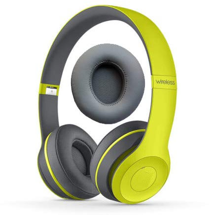 Almohadillas de repuesto de cuero compatibles con Beats Solo 2.0 / Solo 3.0 inalámbrico/con cable para auriculares en la oreja amarillo (gris asfalto)