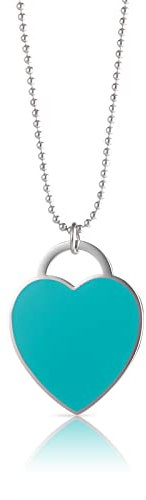 Inscintille Cuore rock Collana a palline in acciaio con cuore colorato Verde acqua/1.5 cm