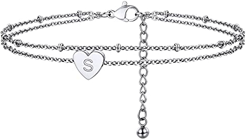 ChainsHouse goldene Fußkette Armkette mit Buchstabe S Herz Fußkettchen Armband Sommer Süße Fußkette Freundschafts Partnerarmband in 22cm für Party Hochzeit Verlorbung