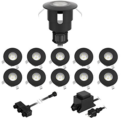 ledscom.de LED Bodeneinbauleuchte ATRIA für außen, IP65, schwarz, rund, 40mm Ø, warmweiß 11er Set