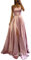 shownicer Robe de Soirée en Satin Femme Col V de Graduation à Bretelles Sexy de Bal Fendue Anniversaire Robes à Bretelles dans Le Dos Maxi Dress A Rose M