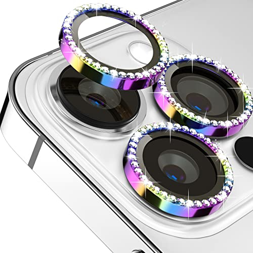 Glitzer Kameraschutz Design für iPhone 14 Pro 6.1/ iPhone 14 Pro Max 6.7 Kamera Schutz Bling,ICARERFAMILY Ultra HD Clear Diamond Kameraschutz,[Hülle Freundllich] Einfach Installieren - Bunt