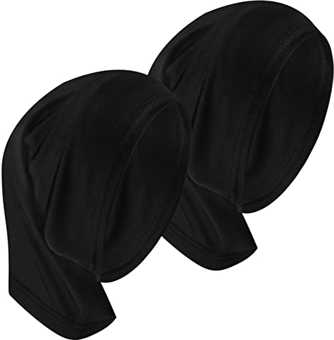 Boyiee 2 Stück Hijab Kopftücher Hijab Tube Elastische Hijab Unterschals Atmungsaktive Hijab Kappen für Frauen (Schwarz)
