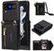 ESONG Handyhülle für Samsung Galaxy Z Flip 4,Stoßfest Handytasche Case Cover mit Kartenfach/Ständer,PU Leder Magnetic Hülle,Brieftasche Schutzhülle-Schwarz