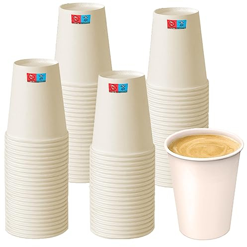 WEEWAM Lot de 150 Gobelets en Carton 200 ml (20 cl) | Gobelets en Papier Jetables pour Café à Emporter, Thé, Boissons Chaudes et Froides | Gobelet Ecologique Biodégradable| Fabriqué en France - Blanc