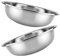 Cabilock 2 Piezas Cuenca Vegetal De Acero Inoxidable Lavabo Grueso De Acero Inoxidable Ensaladera De Metal Cacerola De Fondo Tazón Para Mezclar Extra Cuenco De Olla De Verduras Fruta