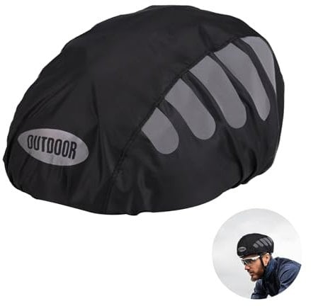 Biglumin Helmüberzüge – Regenschutz fahrradhelm, Reflektierende Helmüberzüge, universelle Fahrradhelmüberzüge reflektierend und regenfest, Universeller Fahrradhelmbezug.(Fluoreszierendes Schwarz)