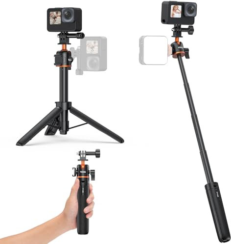 VRIG 21 Extendable Selfie Stick Tripod for GoPro with 360° Ballhead, Portable Vlog Selife Stick Tripod Stand for GoPro Max Hero 11 10 9 8 7 6 5 DJI OSMO Action Camera