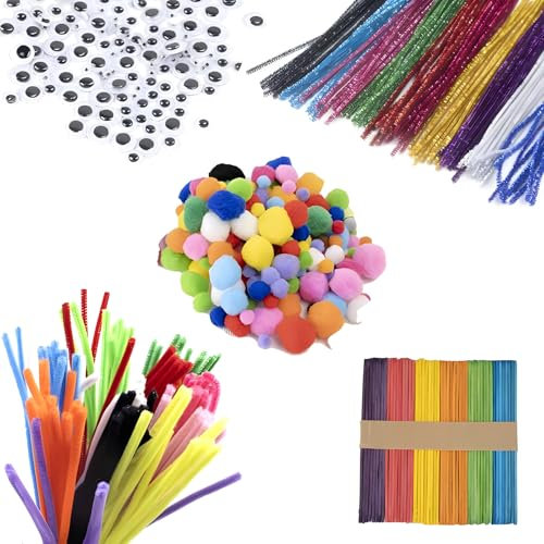 behone Ciniglia Colorati 300x Ci Sono Anche Occhi,Palla di Velluto - Scovolini Colorati per la Decorazione Artigianale fai da te - Steli di Ciniglia Colorati per Fiori,Animali,Decorazioni Natalizie