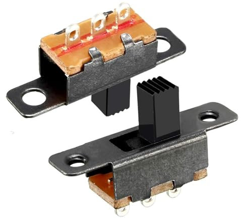 60 Stück Mini Kippschalter SPDT Schiebeschalter 0.5A 50V DC 3pin 2Positionen, Panel Schiebeschalter EIN/EIN, Mikro Miniatur Verriegelung SS-12F15