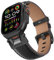 Bouixel Genuine Leather Strap Compatible for Apple Watch Straps 49mm 46mm 45mm 44mm 42mm,Men Rugged Band with Metal Connector for iWatch Ultra Series 10 9 8 7 6 5 4 3 2 1 SE