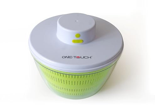 Essoreuse automatique ONE TOUCH KC128 - Mains Libres, Légère, Ergonomique - Essore Fruits & Légumes sans effort – Idéale pour Seniors & Problèmes Articulaires – Capacité 4L - Rechargeable USB