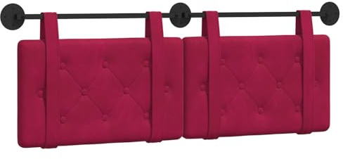 vidaXL Hängendes Kopfteil Weinrot Samt, Moderner rechteckiger Wand-Headboard aus Samt, bezogen mit Bändern, Knopfsteppung für entspannende Schlafzimmer-Deko