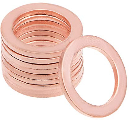 sourcing map 10Pcs 14mm x 20mm x 1.5mm Copper Flat Washer for Screw Bolt | Flat Washer Sealing Ring for Screw Bolt Nut, Car Sealing Gaskets Plate Rings, 10 pcs