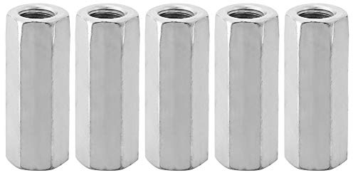 5pcs Dadi di giunzione esagonali parti di fissaggio dadi Manicotti di prolunga in acciaio al carbonio Dado con fissaggio filettato M12 lungo dado barretta dadi lunghi esagonali (M12*50)