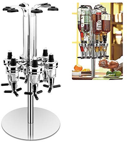 Likörspender, Bar Butler, Wandmontage, Likör-Spender Likör-Flaschenhalter, professioneller, drehbarer Alkoholbehälter, Bier, Cocktail, Soda-Shot, Weinhalter, Party-Trinkausgießer (6 Flaschen)