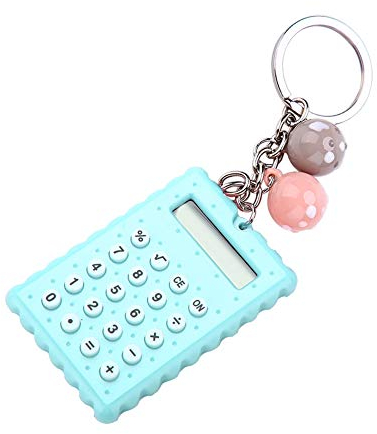 Mini-Rechner mit Schlüsselschnalle Tragbare süße Kekse Stil Schlüsselanhänger Rechner Candy Color Taschenrechner(Grün)