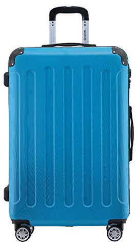 BEIBYE- Hartschalenkoffer Koffer Trolley Rollkoffer Reisekoffer Zahlenschloß 4 Zwilings-Rollen (Cyan-Blue, Large-76cm)