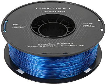 Filament TPU 1,75 mm, TINMORRY 3D Druckmaterialien, TPU Filament für FDM 3D Drucker, 1 kg 1 Spule, Transparent Blau