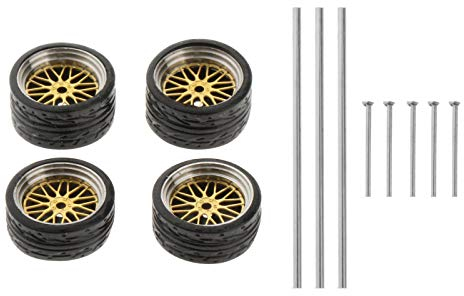 sharprepublic 4 stück 1:64 Skala Diecast Modell Auto Gummi Rad Felgen & Reifen Set Zubehör Ersatz für Heiße Rad - Stil G