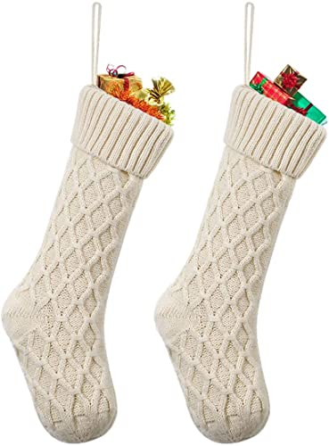 LOMOHOO Strick-Weihnachtsstrümpfe,18inches große Weihnachtsstrümpfe,2 Stück,rustikal,personalisierte Weihnachtsstrumpf-Dekorationen für Urlaub Dekoration,Weihnachtsdekoration