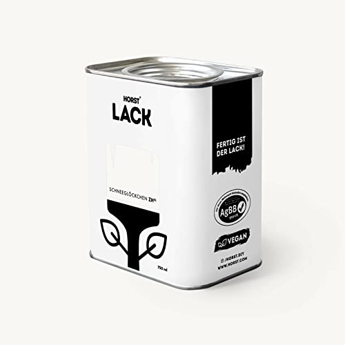 HORST Lack Schneeglöckchen matt 0,75L - Wetterfester Möbel-Lack für Holz, Metall & Kunststoff - Hohe Deckkraft - Geruchsneutral- Spritz- & Tropffrei - Vegan - Weiß