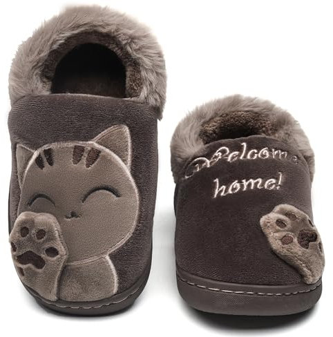 Vunavueya Donna Pantofole Scarpe Uomo Inverno Pantofola a Collo Basso Caldo Peluch Ciabatte di Cotone a Casa Ciabattine Chiuse Marrone Brown 39/40 EU=40-41CN